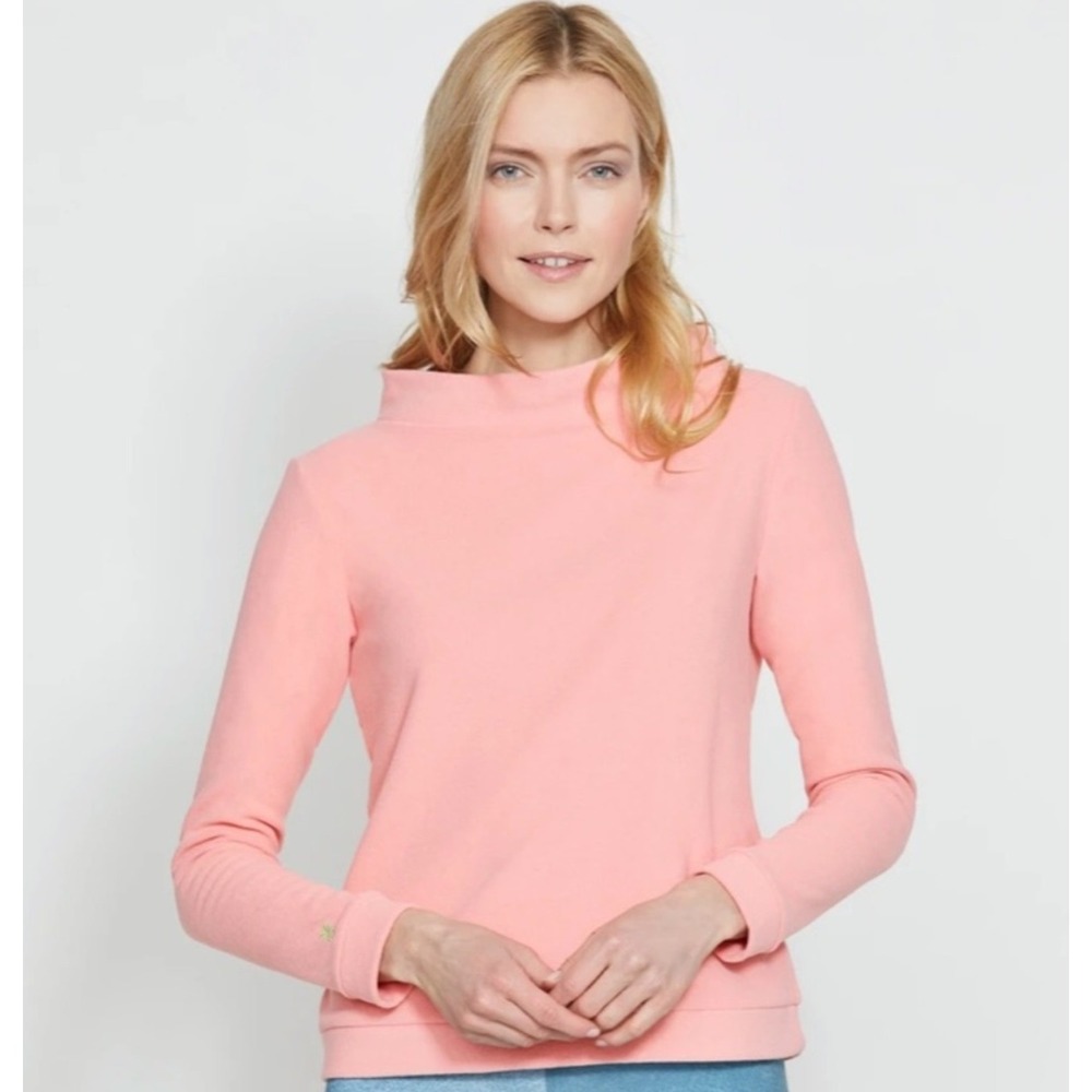 Dudley Stephens | Brighton Boatneck Terry Fleece Pullover Coral Pink | Sz S